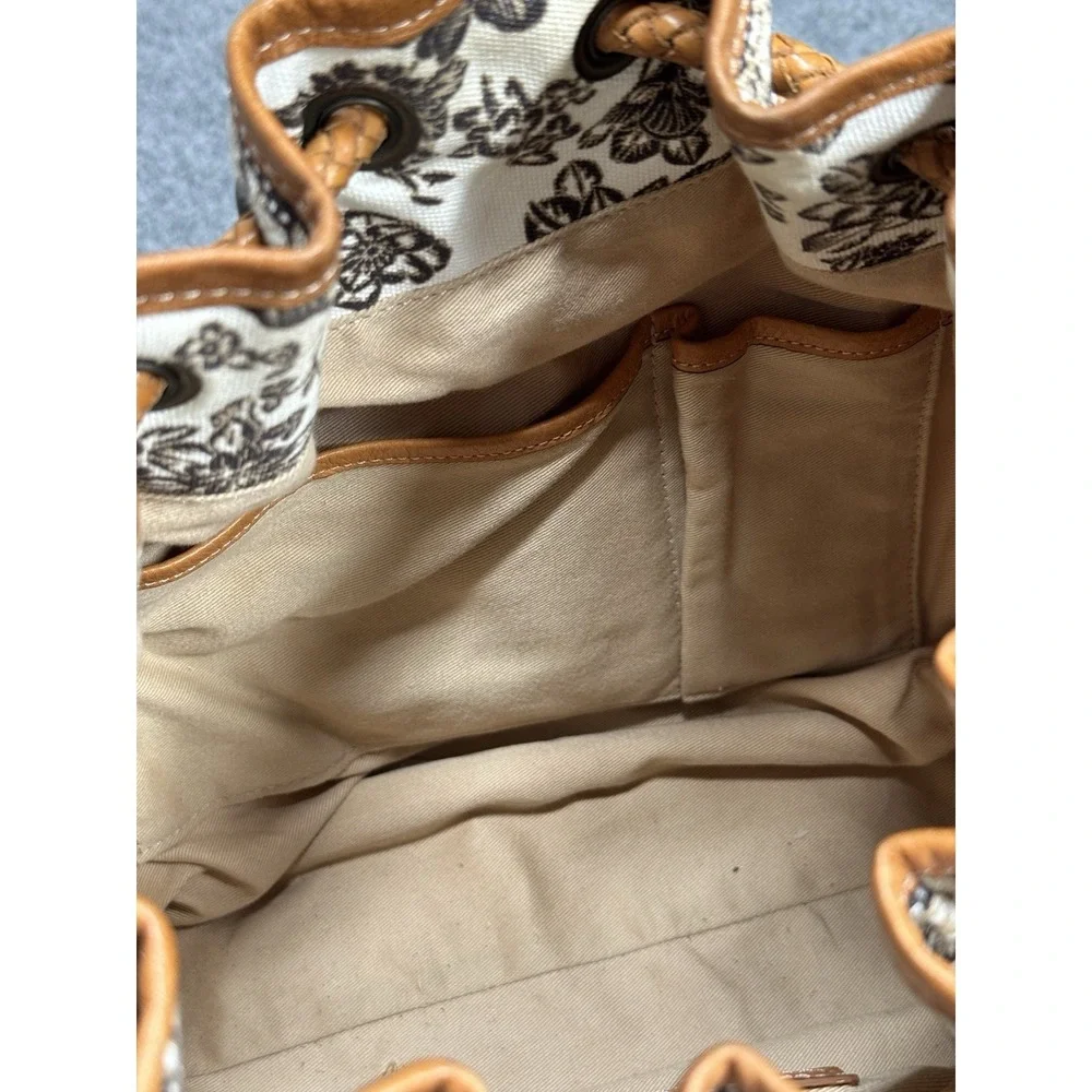 Eddie Bauer‎ Drawstring Bag Canvas Leather Vintage
